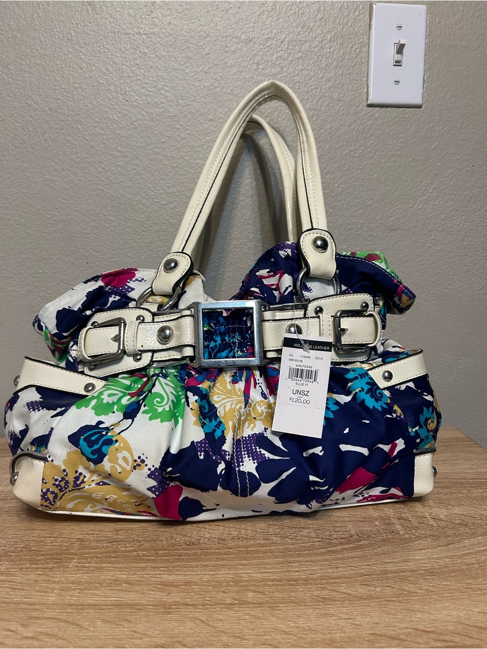 Wilsons Leather Y2K Floral Shoulder Bag Purse NWT $120 Buckle Multicolor 2000s